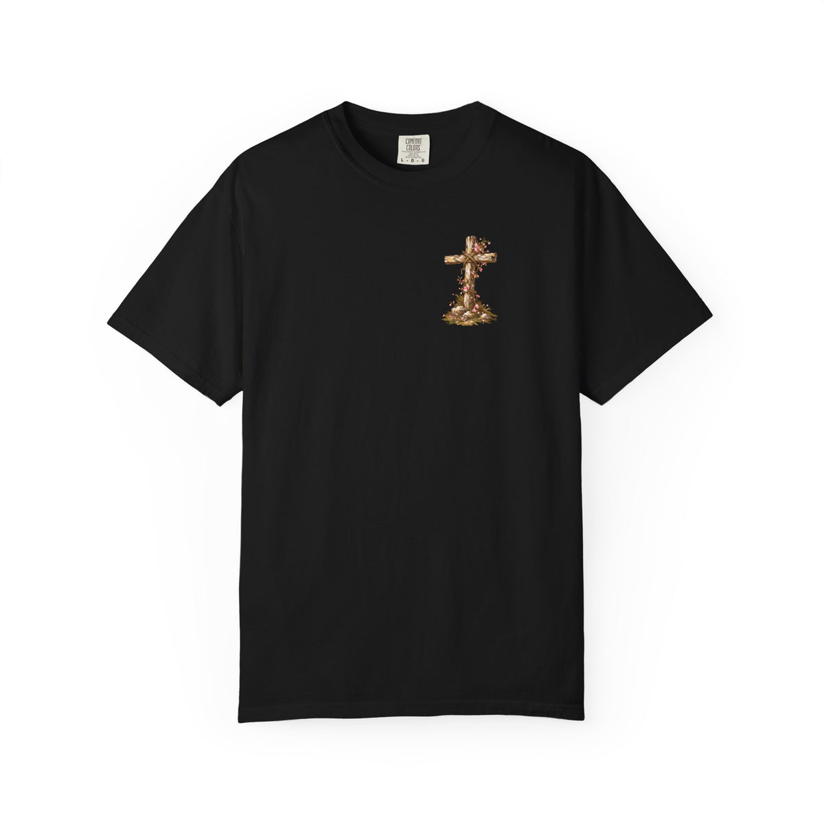 Black Resurrected Tomb Jesus rising Christian graphic tee front view – faith-based Christian streetwear shirt