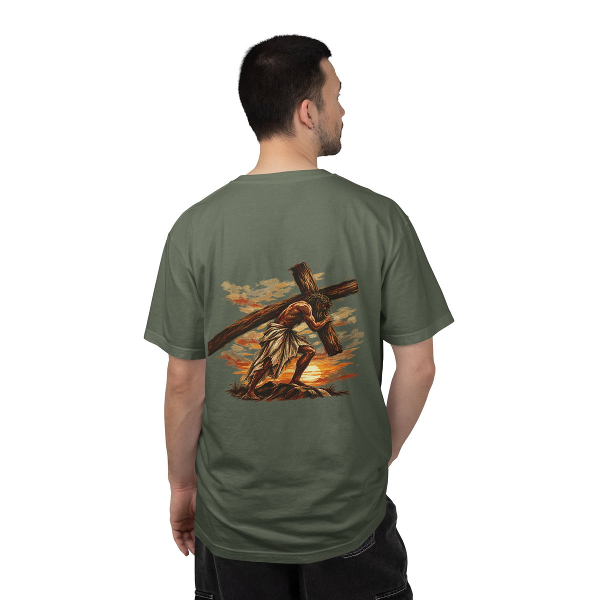 Jesus Carrying the Cross T-Shirt | Take Up Your Cross Christian Tee