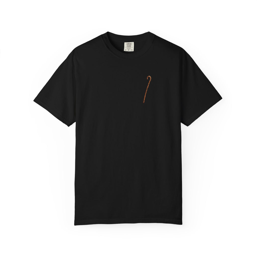 Black Moses Parting the Red Sea Christian graphic tee front view – biblical faith streetwear shirt