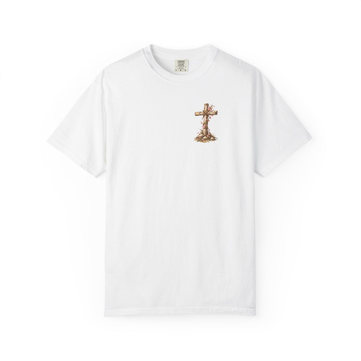 White Resurrected Tomb Jesus rising Christian graphic tee front view – faith-based Christian streetwear shirt
