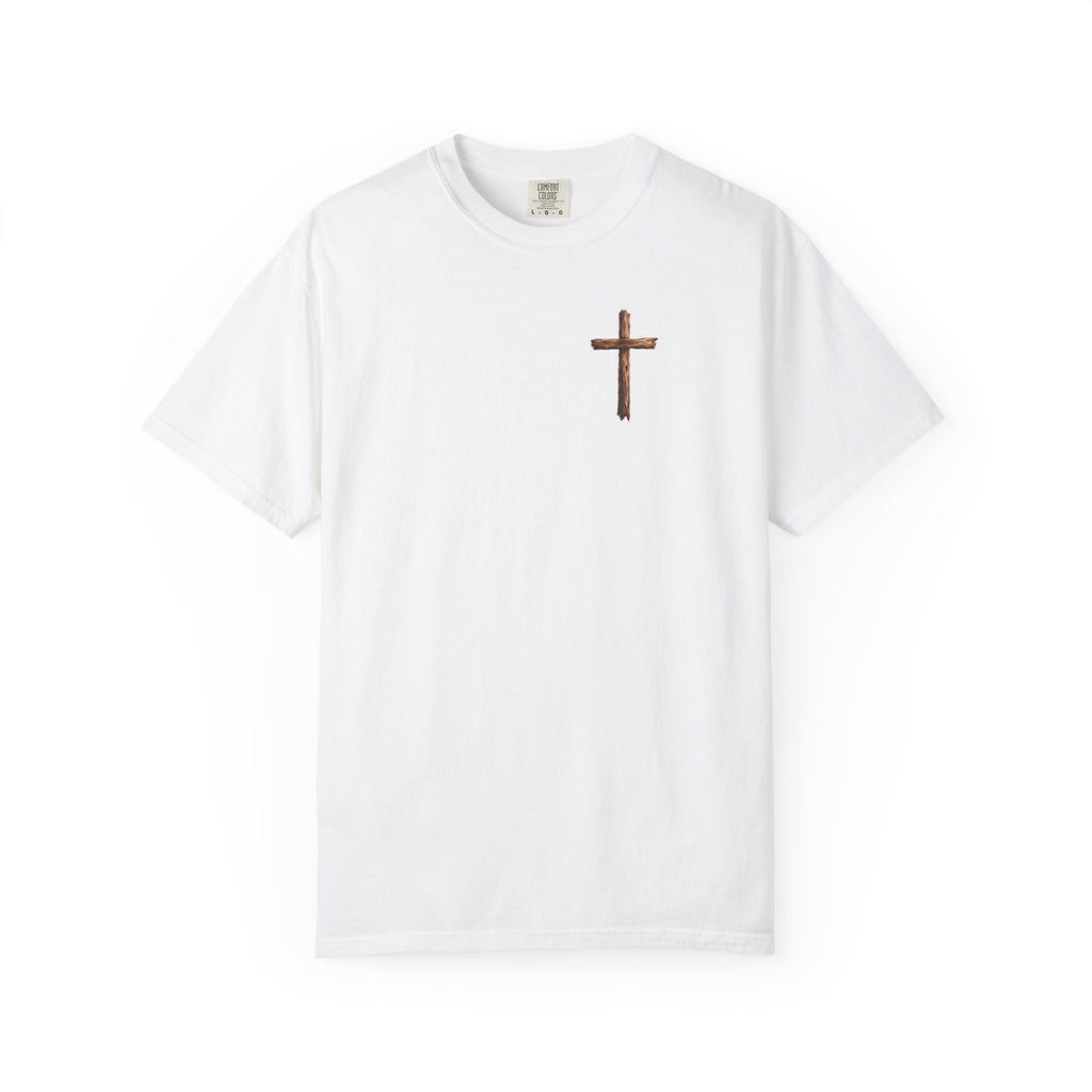 White Jesus Walking on Water Christian graphic tee front view – faith based streetwear shirt